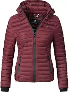MARIKOO Jacken MARIKOO leichte Damen Übergangsjacke kurz mitteldick gefütterte Steppjacke mit Kapuze Samtpfote XS-XXL