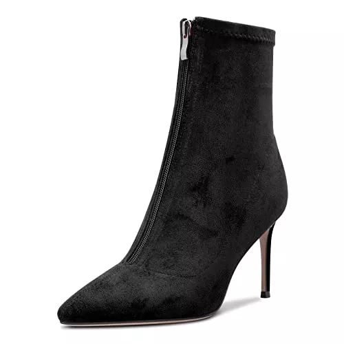 Castamere Stiefel Castamere Damen Stiletto Hoher High Absatz Heel Geschlossene Spitze Zehenkappe Stiefeletten 8.5 CM Heels Slip-on Reißverschluss Klassisch Cute Schuhe