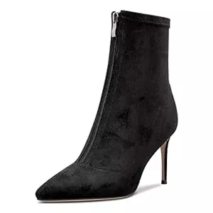 Castamere Stiefel Castamere Damen Stiletto Hoher High Absatz Heel Geschlossene Spitze Zehenkappe Stiefeletten 8.5 CM Heels Slip-on Reißverschluss Klassisch Cute Schuhe