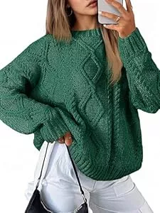 Saodimallsu Pullover & Strickmode Saodimallsu Strickpullover Damen Oversized Grobstrick Zopfstrick Pullover Rundhals Langarm Einfarbig Oberteile Elegant Cable Knit Pulli Casual Lose Winter Sweatshirt