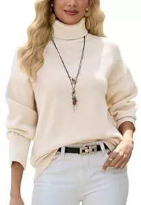 CheChury Pullover & Strickmode CheChury Pullover Damen Elegant Rollkragenpullover Langarm Tops Lose Grobstrick Casual Weich Jumper Sweater Oversize Pullover Damen Unifarbener Strickpullover Rollkragenshirt Winter Sweatshirt