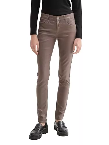 TOM TAILOR Jeans TOM TAILOR Damen Coated Alexa Skinny Jeans in Leder-Optik mit Doppelknopf