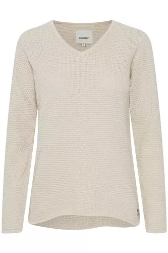 OXMO Pullover & Strickmode OXMO OXHanna Damen Strickpullover Feinstrick Pullover mit V-Ausschnitt 100% Baumwolle Regular fit