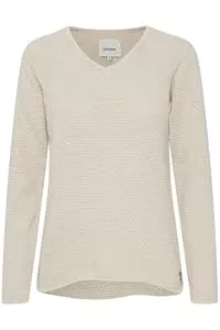 OXMO Pullover & Strickmode OXMO OXHanna Damen Strickpullover Feinstrick Pullover mit V-Ausschnitt 100% Baumwolle Regular fit