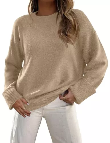 Zeagoo Pullover & Strickmode Zeagoo Pullover Damen Elegant Strickpullover Langarm Rundhals Pulli Winter Strick Oberteile Herbst Flauschig Winterpullover Strickpulli Casual Lose Tops S-XXL