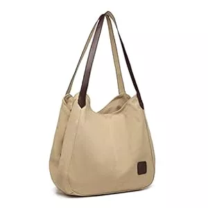 KONO Taschen & Rucksäcke KONO Damen Canvas Schultertasche Vintage Hobo Handtasche Umhängentasche Shopper Tasche für Arbeit Schule Reise