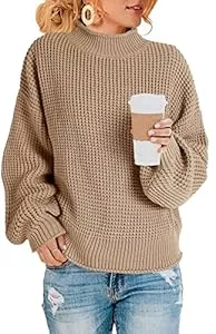 Saodimallsu Pullover & Strickmode Saodimallsu Damen Pullover Rollkragen Oversized Fledermaus Langarm Sweatshirt Lose Grobstrick Casual Sweater