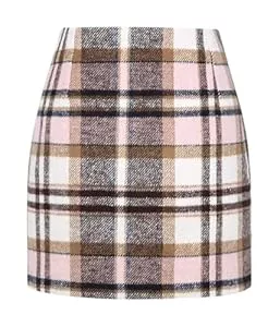 shownicer Röcke shownicer Damen Kariert Röcke Vintage Elegant Figurbetont Bleistiftrock Hohe Taille A Linie Herbst Winter Freizeitrock Kurze Bodycon Minirock