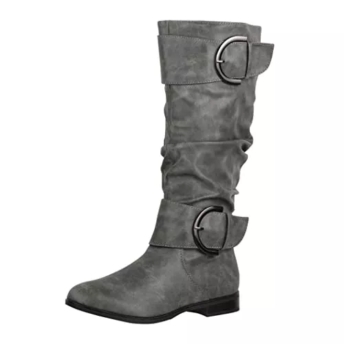 Elara Stiefel Elara Damen Stiefel Boots Schlupfstiefel Chunkyrayan