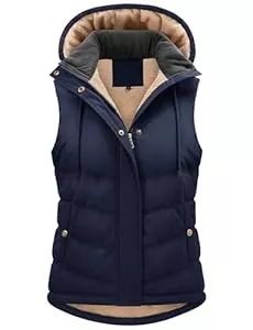 heekpek Westen heekpek Damen Weste mit Kapuze Winterweste Ärmellose Fleeceweste Steppweste Kurz Reißverschlüsse Outdoor Warme Damenwesten Ärmellose Jacke Herbst Thermoweste
