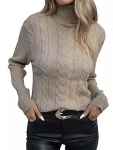 Famulily Pullover & Strickmode Famulily Basic Rollkragenpullover Zopfmuster Damen Mit Seitenschlitz
