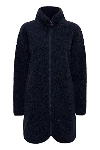 OXMO Mäntel OXMO OXTova Damen Sweatjacke Lang Jacke mit Teddy-Fell Stehkragen Reißverschluss Eingrifftaschen Loose fit