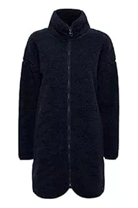 OXMO Mäntel OXMO OXTova Damen Sweatjacke Lang Jacke mit Teddy-Fell Stehkragen Reißverschluss Eingrifftaschen Loose fit