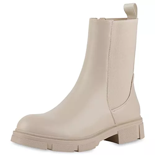 VAN HILL Stiefel VAN HILL Damen Klassische Stiefeletten Leicht Gefüttert mit Blockabsatz Profilsohle