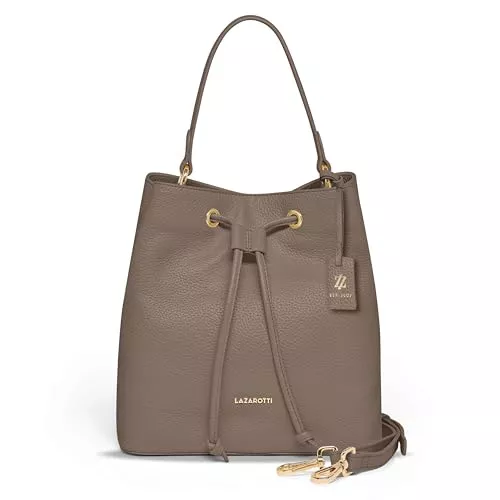 Lazarotti Taschen & Rucksäcke Lazarotti Bologna Damen Henkeltasche aus Echt-Leder | Handtasche mit abnehm- & längenverstellbaren Trageriemen | Bucket Bag 25 cm