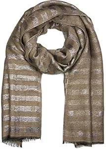 styleBREAKER Schals & Tücher styleBREAKER Schal mit Streifen Punkte Muster und Metallic Fäden, Fransen, Tuch, Damen 01017065