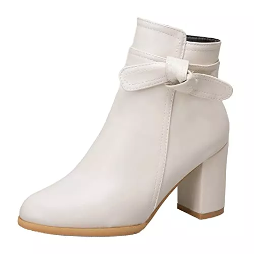 Onsoyours Stiefel Onsoyours Stiefetetten Damen Ankle Boots mit Blockabsatz High Heels Anzugstiefel Höhe Ferse Runde Zehen Stiefeletten Zip Herbst Winter Stiefel Schnürstiefel