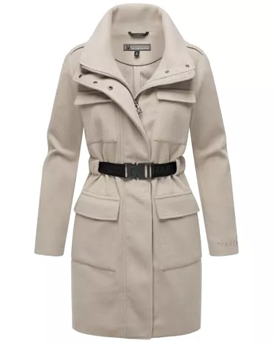 MARIKOO Mäntel MARIKOO Damen Lange Übergangsjacke Kurzmantel in Woll-Optik mit Taillengürtel Tanokoo 16 XS-XXL
