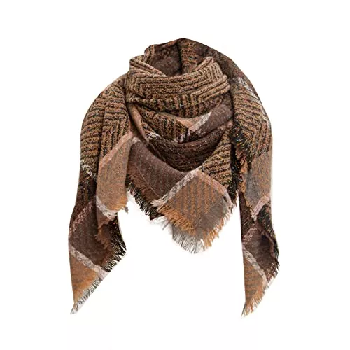Sunnyuk Schals & Tücher Sunnyuk Dreiecksschal Damen Herbstschal Lange Schlauchschal Flauschig Dreieckstuch Warm Kaschmir-Schal mit Button Strickschal Schultertuch Warmer Wickelschal Elegant Retroschal