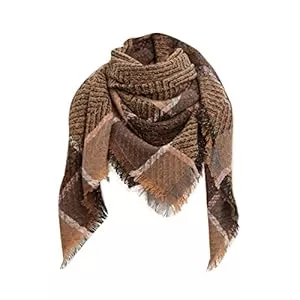 Sunnyuk Schals & Tücher Sunnyuk Dreiecksschal Damen Herbstschal Lange Schlauchschal Flauschig Dreieckstuch Warm Kaschmir-Schal mit Button Strickschal Schultertuch Warmer Wickelschal Elegant Retroschal