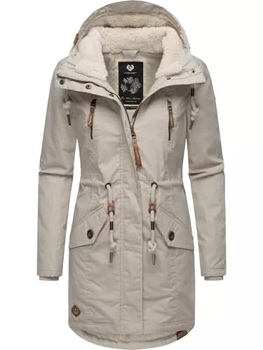Ragwear Mäntel Ragwear Damen Mantel Lange warme Winterjacke mit Teddyfell-Kapuze Elsie Intl XS-5XL