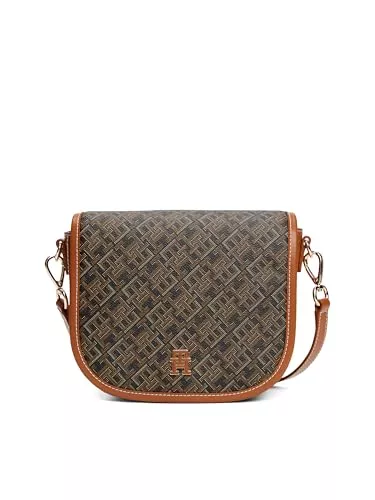 Tommy Hilfiger Taschen & Rucksäcke Tommy Hilfiger Damen Monogramm Leder mit Verstellbarem Crossbody-Gurt Umhängetasche