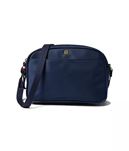 Tommy Hilfiger Taschen & Rucksäcke Tommy Hilfiger Damen - Crossbody - Umhängetasche - Schultertasche - Doppelter Reißverschluß - 25x15x8cm - TH Logo - Nylon - Blau 0843