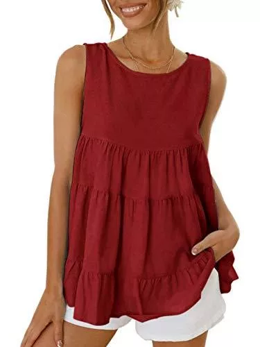 ADREAMLY Ärmellose Blusen ADREAMLY Damen Tank Top Sommer Ärmellose T Shirt Bluse Oberteile Tunika Casual Lose Shirt Top