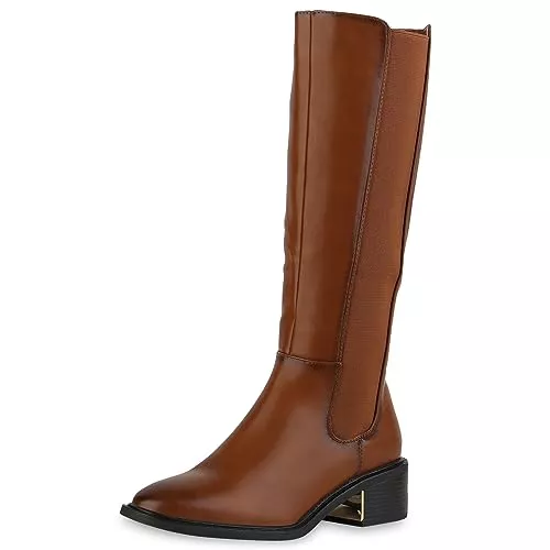 VAN HILL Stiefel VAN HILL Damen Klassische Stiefel Leicht Gefüttert mit Blockabsatz