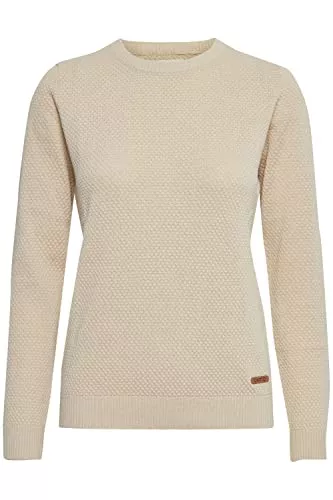 OXMO Pullover & Strickmode OXMO OXSarah Damen Strickpullover Feinstrick Pullover mit Rundhals-Ausschnitt Rippbündchen 100% Baumwolle Regular fit
