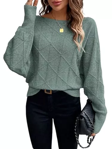 GORGLITTER Pullover & Strickmode GORGLITTER Pullover Damen Elegant Strick Oberteil Langarm Strickpullover Einfarbig Sweater Langarmshirt mit U Boot Ausschnitt Herbst Outfit
