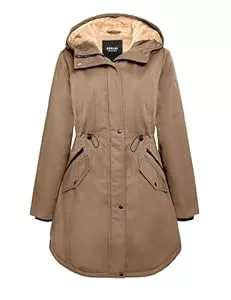 Orolay Jacken Orolay Damen Kapuzen Fleece Gefüttert Parka-Mantel Mittlere Länge Winter Draussen Gepolstert Jacke