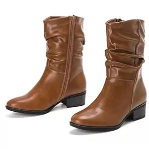 Putu Stiefel Putu Damen Stiefel Schlupfstiefel Klassische Kurzschaft Stiefeletten Boots Frauen Mode Kurzschaft Schuhe für Arbeit Freizeit 36-42