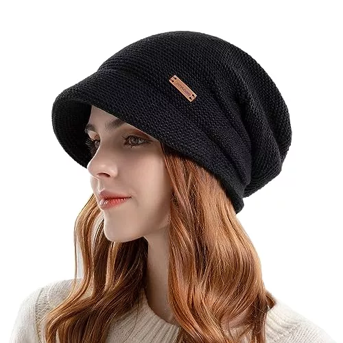 Gajaous Hüte & Mützen Gajaous Damen Winter Gefütterte Basken Mütze Strick Ballon mütze Warm Slouchy Mütze mit Visier