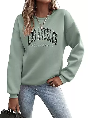 Minetom Pullover & Strickmode Minetom Pullover Damen Sweatshirt Briefe Drucken Langarm Rundhals Pulli Herbst Winter Frauen Buchstaben Druck Locker Casual Oberteil Sport Streetwear Sweatshirts ohne Kapuze Bluse Tops