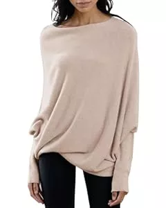 Imily Bela Pullover & Strickmode Imily Bela Damen Pullover Rundhalsausschnitt Langarm Strickpullover Ausschnitt Lose Bluse Pulli Sweatshirt Oberteil Tops Shirts