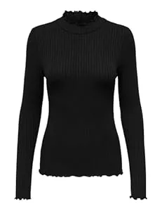 JDY Pullover & Strickmode JdY Damen Dünnes Langarm Shirt | Basic Rundhals Stehkragen Longsleeve | Stretch Oberteil JDYFRANSISKA