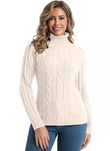 Avancel Pullover & Strickmode Avancel Damen Rollkragenpullover Zopfmuster Basic Pullover Herbst Winter Warm Strickpullover Elegant Pullover