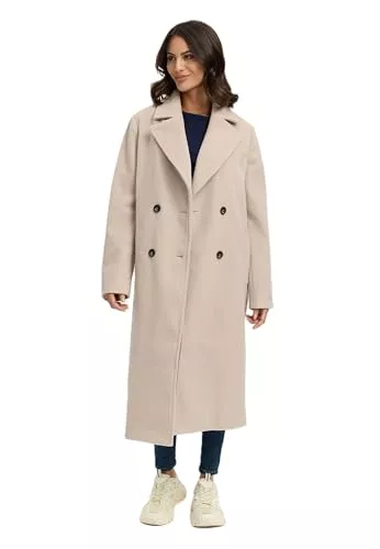 Navahoo Mäntel Navahoo Damen lange Übergangsjacke Mantel in Woll-Optik mit Reverskragen Sternlein 14 XS-3XL