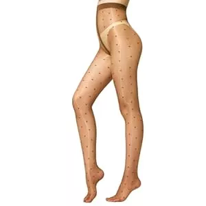 Yilanmy Socken & Strümpfe Yilanmy Strumpfhosen Damen Muster mit Polka Dots 20 DEN Glänzende Strumpfhose Punkten Herzen Muster Schwarz Transparent Gemusterte Feinstrumpfhose