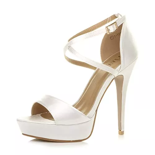 Ajvani Sandalen & Slides Damen Hoher Absatz Gekreuzten Riemchen Peep Toe Schuhe Plateau Sandalen Größe