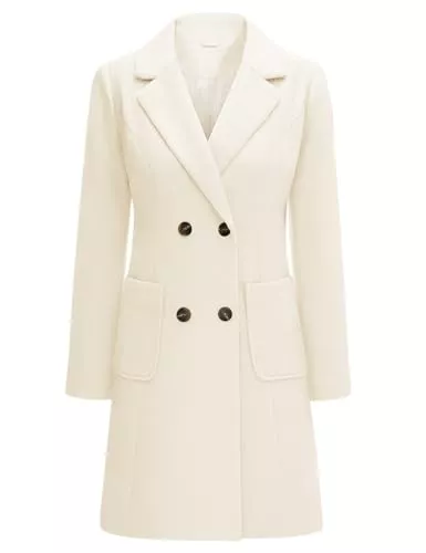 Yuson Girl Mäntel Yuson Girl Wintermantel Damen Langer Wollmantel Herbst Winter Klassischem Revers Coat Warmer Übergangsmantel Elegant Kurzmantel Einfarbig Jacke Outwear mit Doppelreihigen Knöpfen