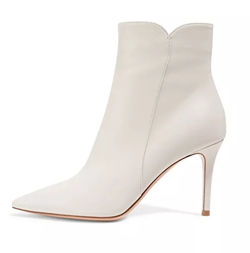 Soireelady Stiefel Soireelady Damen Ankle Boots |Stiefeletten Zipper | Leder-Optik Schuhe | 8 cm High Heels | Kurzschaft Stiefel mit Absatz