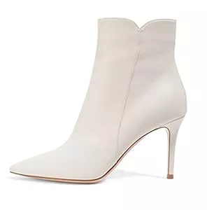 Soireelady Stiefel Soireelady Damen Ankle Boots |Stiefeletten Zipper | Leder-Optik Schuhe | 8 cm High Heels | Kurzschaft Stiefel mit Absatz