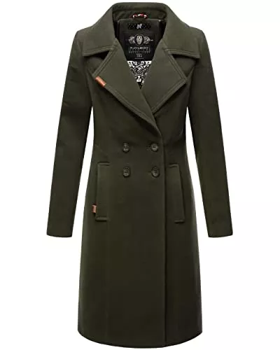 Navahoo Mäntel Navahoo Damen Wollmantel Langer Trenchcoat mit Reverskragen Wooly XS-3XL