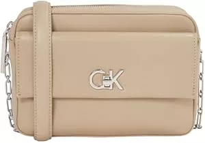 Calvin Klein Taschen & Rucksäcke Calvin Klein Damen Umhängetasche Pocket Camera Bag mit Tragekette, Grau (Crockery), Einheitsgröße