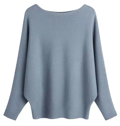 FULIER Pullover & Strickmode FULIER Boot-Ausschnitt Batwing Ärmel Dolman Lose gestrickte Pullover und Pullis Pullover Tops für Frauen