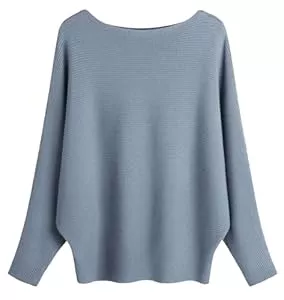 FULIER Pullover & Strickmode FULIER Boot-Ausschnitt Batwing Ärmel Dolman Lose gestrickte Pullover und Pullis Pullover Tops für Frauen