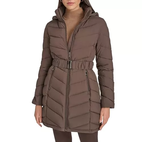 Calvin Klein Jacken Calvin Klein Damen Everyday Hooded Zip Front Puffer Long Sleeve Coat Jacke