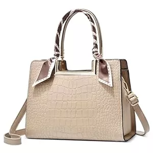 FOLOVEYA Taschen & Rucksäcke FOLOVEYA Damen Handtasche Mode Krokodilmuster Frauen Henkeltaschen Umhängetasche Elegant Band Tote Taschen Shopper Schultertasche PU Leder für Arbeiten Reisen Schule Dating